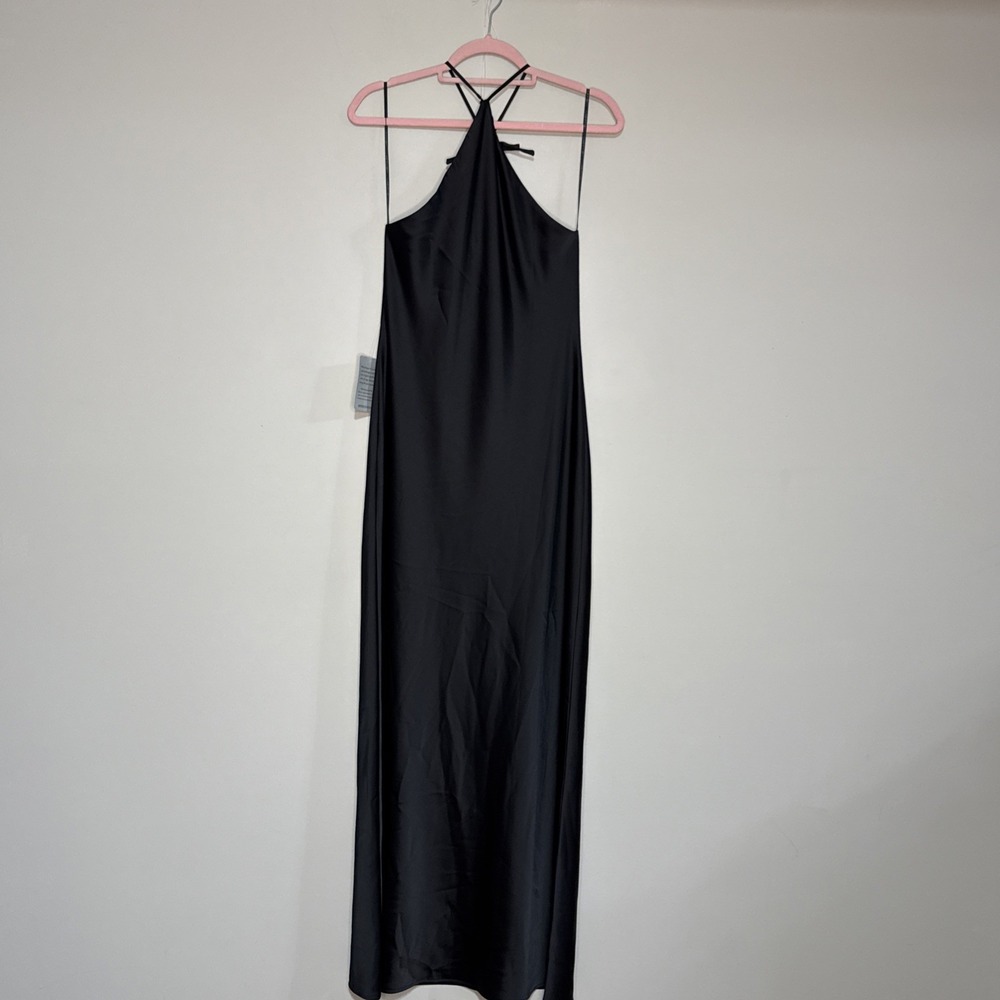 WAYF Womens Araceli Halter Strap Satin Slipdress Size Small Nwt Black #148 - Picture 8 of 16